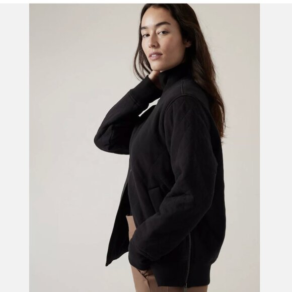 Athleta Retroplush Quilted Women's Bomber Jacket  - Black Size S NWT - Picture 5 of 12